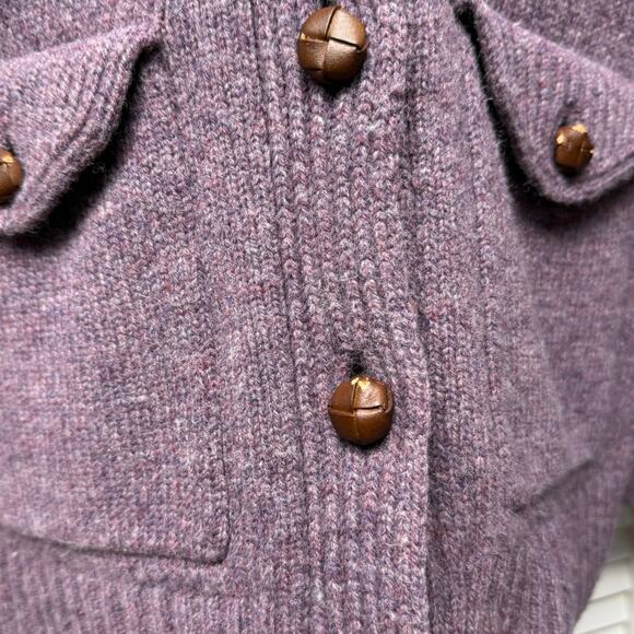 Vintage Rugby Ralph Lauren Women Cardigan Wool Sweater Size Small Purple Preppy - Picture 7 of 7